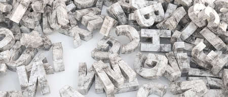 3d illustration of concrete letters isolated on white backgroundの写真素材