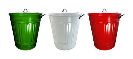 3d illustration of trash bin isolated on white backgroundの写真素材