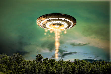3d illustration of an unidentified flying objectの写真素材
