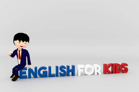 3d illustration of an english teacher for young kidsの写真素材