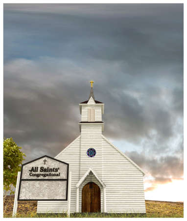 3d illustration of an old wooden church の写真素材
