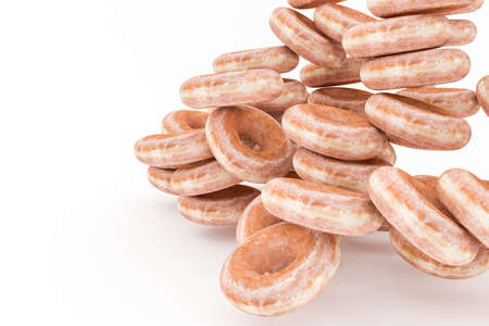 3d illustration of donuts isolated on white backgroundの写真素材