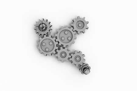 3d illustration of gears isolated on white background の写真素材