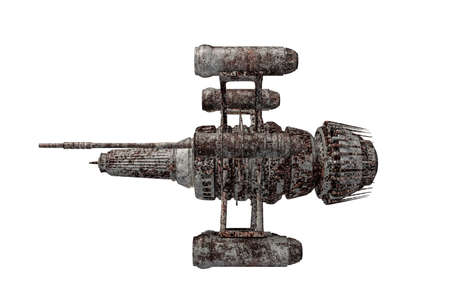 3d illustration of a rusty spaceship isolated on white background