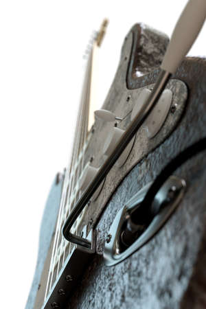 3d illustration of an electric guitar isolated on white backgroundの写真素材