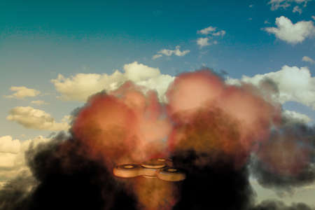 3d illustration of a fidget spinner in the sky