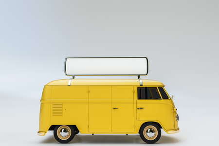 3d illustration of an old van isolated on white background