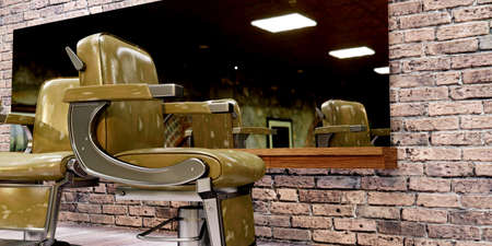 3d illustration of barber shop chairsの写真素材