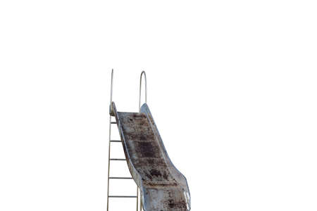 3d illustration of a rusty playground slide isolated on white backgroundの写真素材