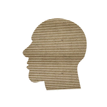 3d illustration of a cardboard head isolated on white backgroundの写真素材