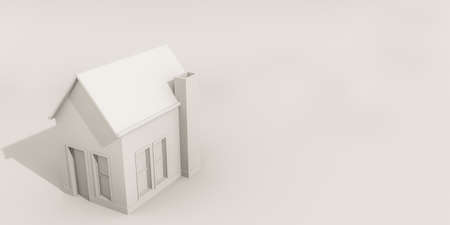 3d illustration of a simple house model isolated on white backgroundの写真素材