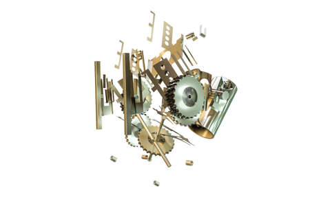 3d illustration of mechanical parts isolated on white backgroundの写真素材