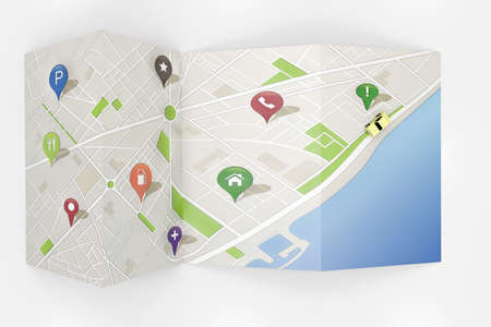 3d illustration of a road map isolated on white background