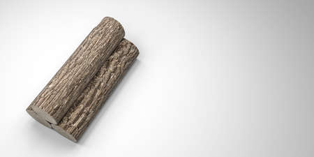 3d illustration of a wooden trunk section isolated on white backgroundの写真素材