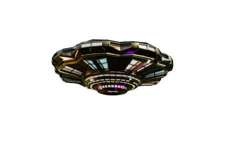 3d iustration of an unidentified flying object isolated on white backgroundの写真素材