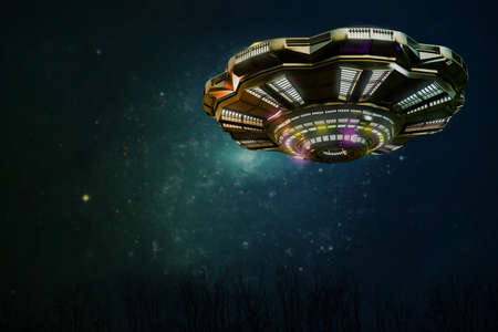 3d illustration of an unidentified flying object の写真素材