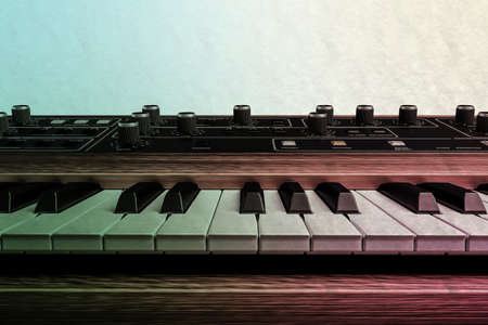 3d illustration of a vintage musical keyboard isolated on white backgroundの写真素材