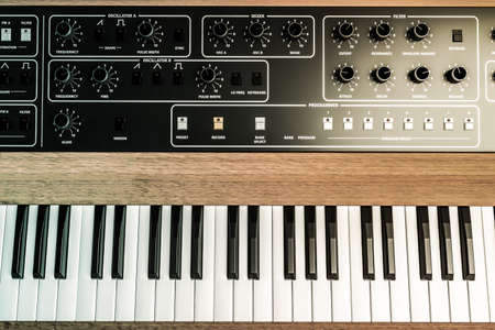 3d illustration of a wooden vintage musical keyboard の写真素材