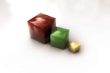 3d illustration of colored cubes isolated on white background