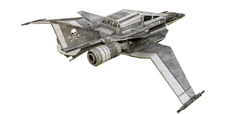 3d illustration of a spaceship  fighter isolated on white backgroundの写真素材