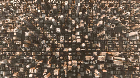 3d illustration of a huge section of skyscrapers in the downtown district