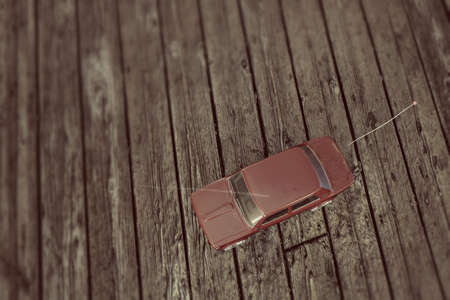 toy car on wooden floor 3d illustrationの写真素材