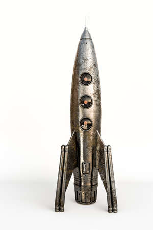space rocket isolated on white background 3d illustrationの写真素材