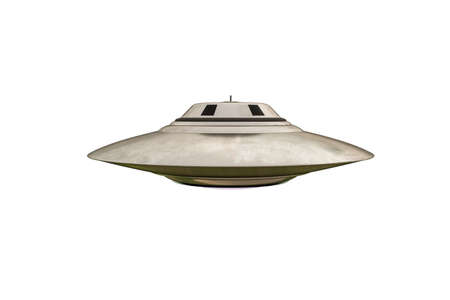 unidentified flying object isolated on white background 3d illustrationの写真素材