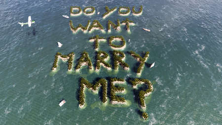 tropical island text shaped 3d illustrationの写真素材