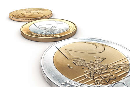 euro coin siolated on white backgroun 3d illustrationの写真素材