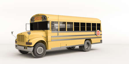 School bus isolated on white background 3d illustration