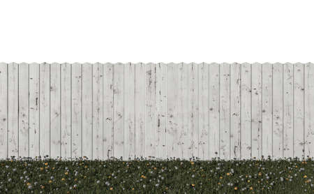 wooden fence isolated on white background 3d illustrationの写真素材