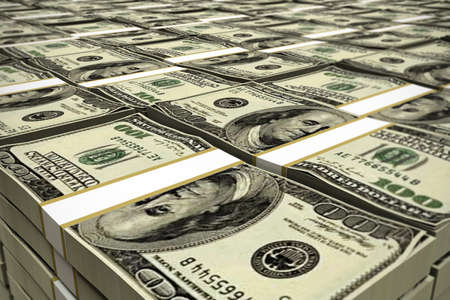 huge deposit of dollars stack 3d illustration