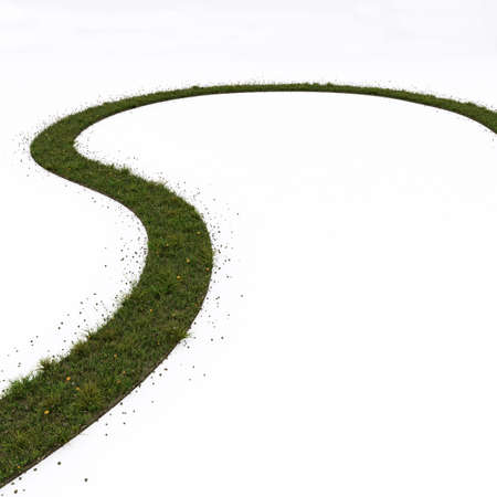 grass path isolated on white background 3d illustrationの写真素材