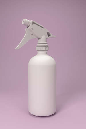 spray bottle isolated on pink background 3d illustration