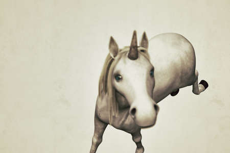 Unicorn isolated on white background 3d illustrationの写真素材