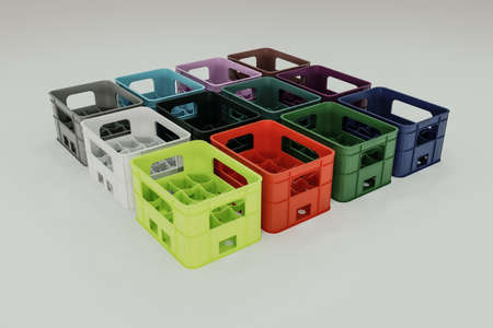 bottle crates isolated on white background 3d illustration
