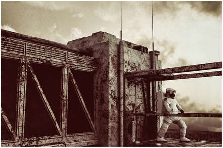 old and rusty mars station 3d illustrationの写真素材