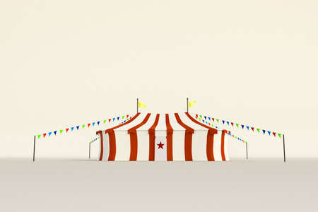 circus tent isolated on white background 3d illustration の写真素材
