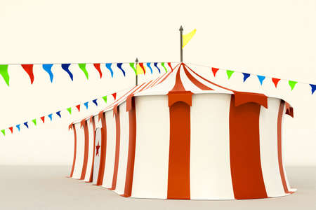 circus tent isolated on white background 3d illustrationの写真素材