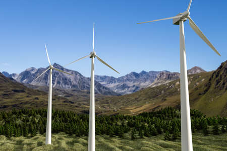 3d illustration of windmill turbine generator tower