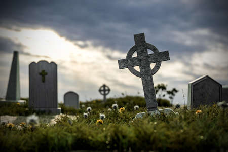 graveyards in old field cemetery 3d illustrationの写真素材