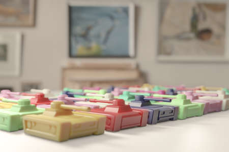 toy tanks on white plane 3d illustration
