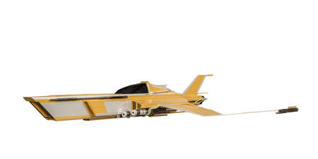 spaceship figher isolated on white background 3d illustration 