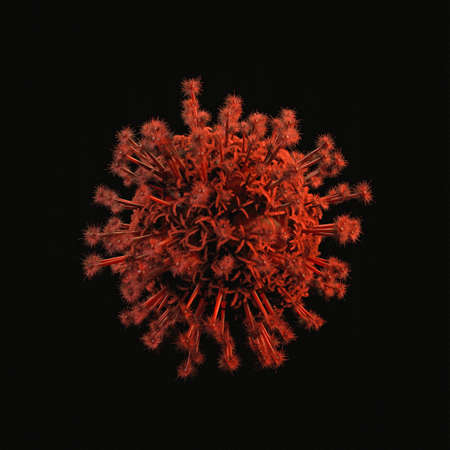 corona virus isolated on black background 3d illustrationの写真素材