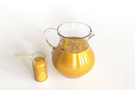 orange juice isolated on white background 3d illustrationの写真素材