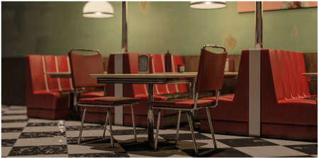 3d illustration of an old american diner の写真素材