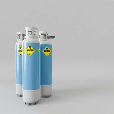 oxygen tanks isolated on white background 3d illustration