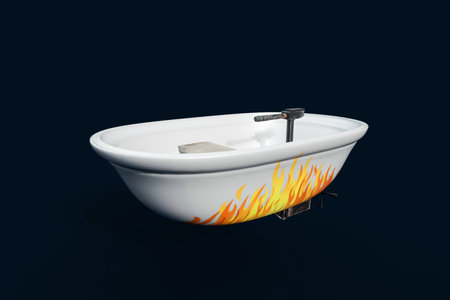 bathtub boat isolated on black background 3d illustrationの写真素材