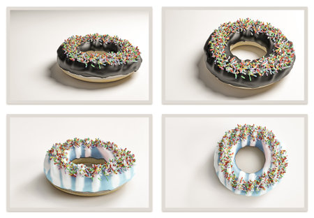 donuts isolated on white background 3d illustrationの写真素材